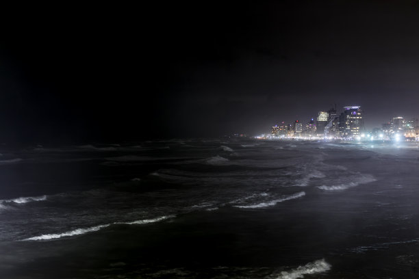 以色列特拉维夫城市海滩和城市景观图片下载