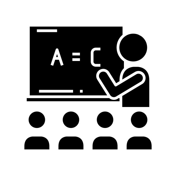 教师发言黑色图标、概念插图、矢量平面符号、象形符号图片下载