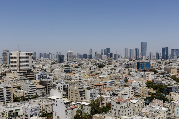 以色列特拉维夫城市海滩和城市景观图片下载