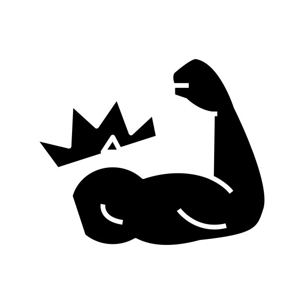 强壮的手臂黑色图标，概念图，矢量扁平符号图片下载