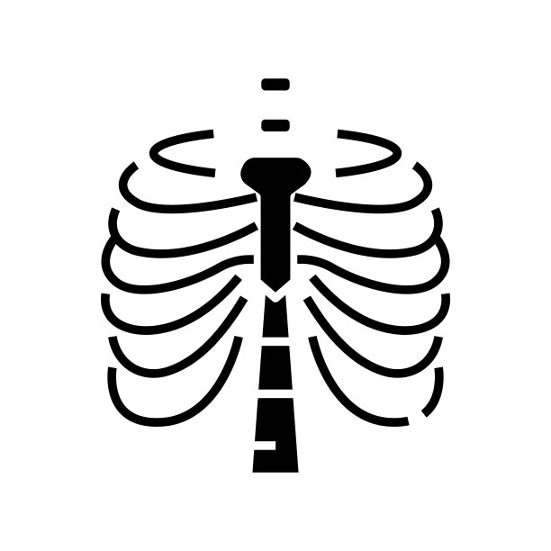 胸骨结构黑色图标，概念插图，矢量平面符号，象形符号图片下载