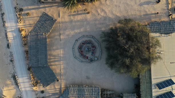 以色列内盖夫沙漠贝都因帐篷营地航拍俯视图图片下载