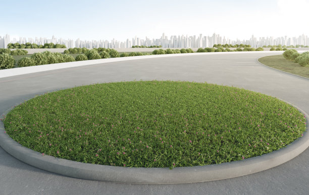 智慧城市混凝土地板上的空草。图片下载