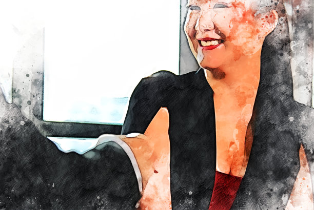 抽象多彩的商业握手概念上的水彩插画背景。图片下载