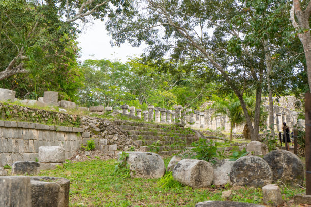一组一千列。奇琴伊察考古遗址。古玛雅文明的建筑。旅游照片或壁纸。尤卡坦半岛。图片下载