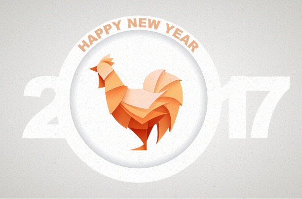 3D折纸轮廓的公鸡或鸡。新年贺卡图片下载