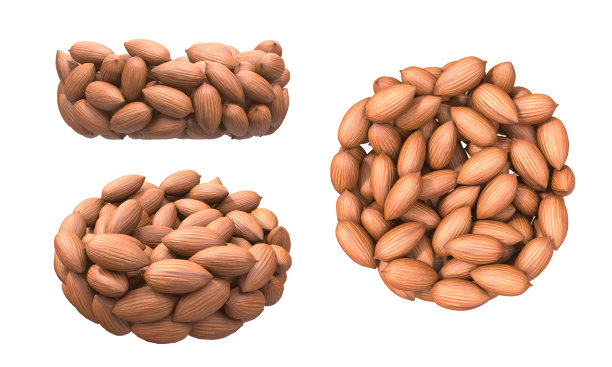 带裁剪路径的杏仁集元素三维渲染图片下载