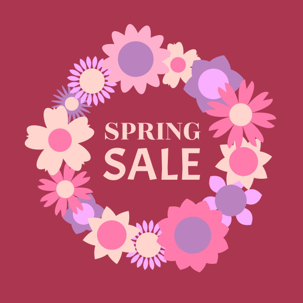 弹簧设计销售。美丽的彩色插图与花卉装饰框架。向量EPS10图片下载