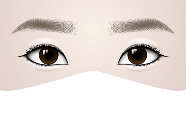 冠状病毒主题的概念背景。面具和亚洲女性的眼睛。向量图片下载