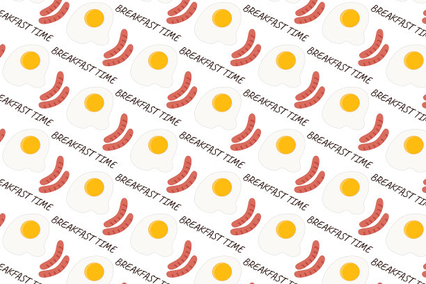 食品的背景。早餐时间:煎蛋和香肠。图片下载