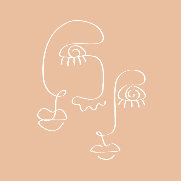 矢量线的脸。线性抽象偶面图片下载