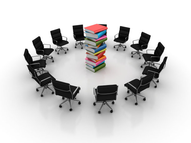 椅子与书籍的团队合作- 3D渲染图片下载