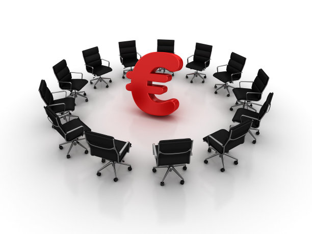 椅子与欧洲符号的团队合作- 3D渲染图片下载