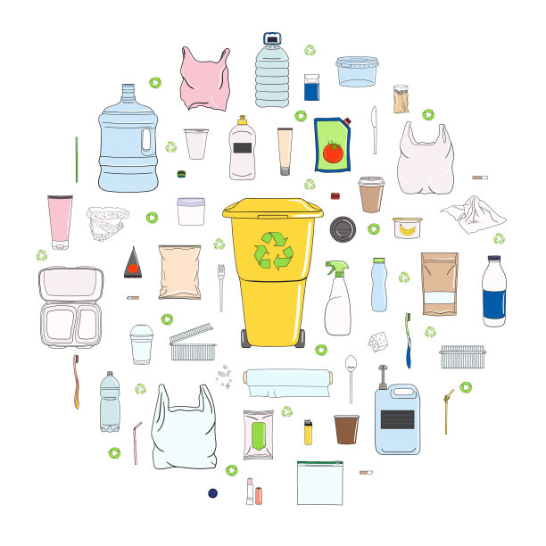 循环中已分类垃圾的集合。图片下载