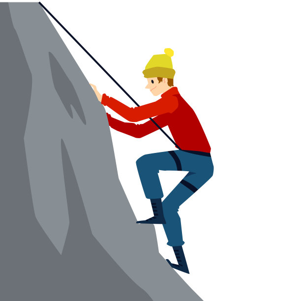 卡通人物带着安全设备爬山图片下载