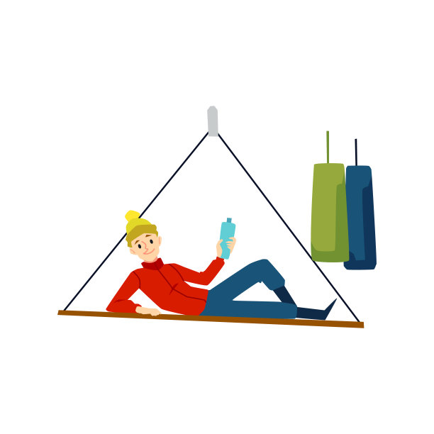 登山救援设备元件有绳索升降机或提升机与受伤登山者，平面矢量图解隔离。图片下载