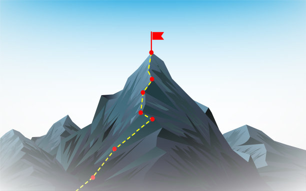 攀登顶峰的路线。图片下载