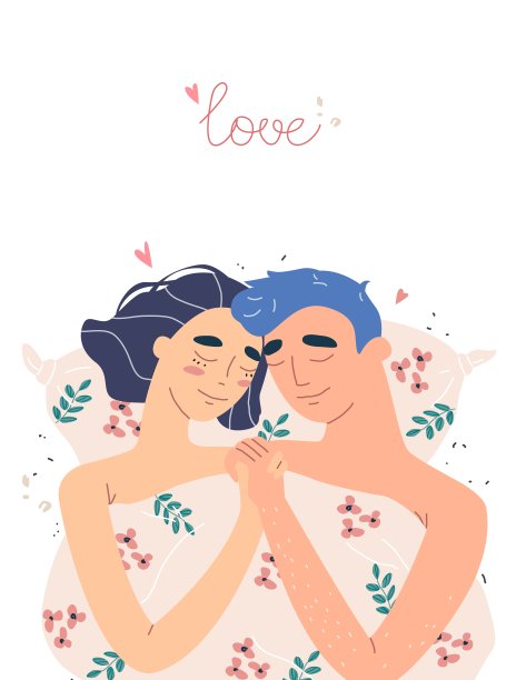 情侣在床上拥抱，幸福家庭概念图片下载