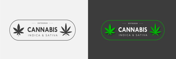 矢量标志模板与有机大麻sbd和thc在白色和黑色的背景。图片下载