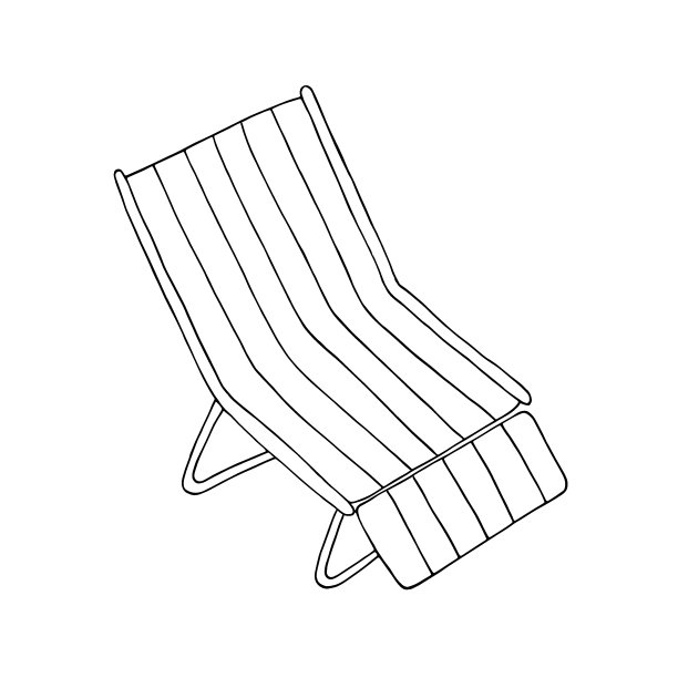 手绘简单的矢量插图躺椅，夏季海滩设备图片下载