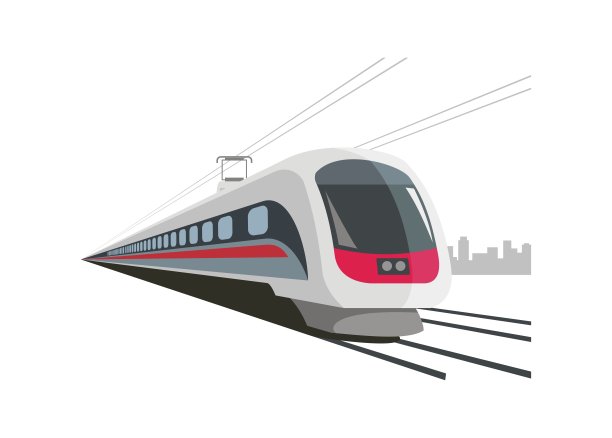 快车在双轨上行驶。简单的平面插图。素材图片