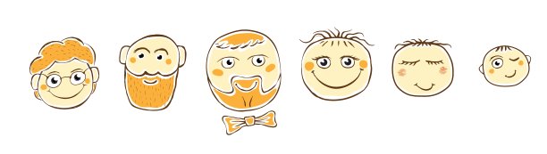 笑脸手绘涂鸦图像。一套表情素描。图片下载