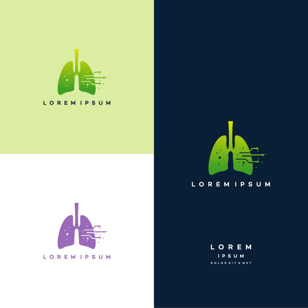 数字肺，像素肺标志设计概念，设计概念，标志，模板的标志元素图片下载