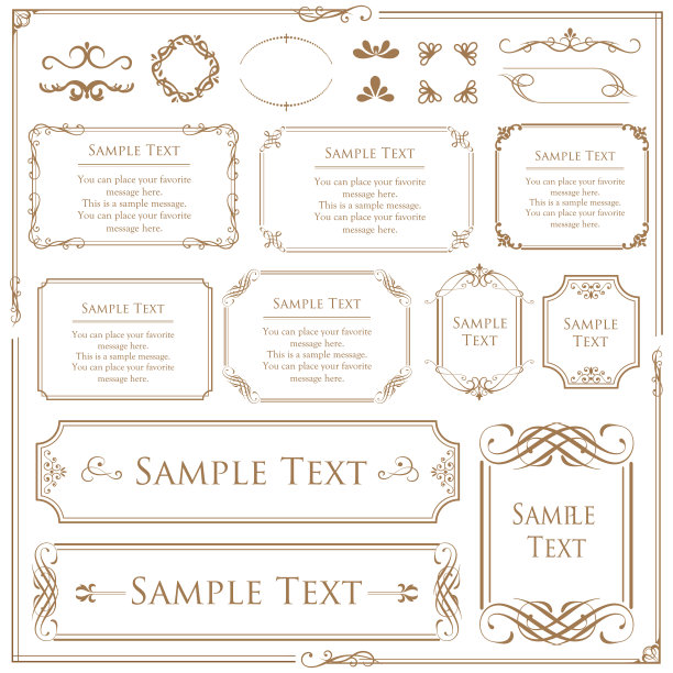 的向量集。花元素设计的字母，邀请，框架，菜单，标签和网站。用于咖啡馆、精品店的目录和宣传册设计的图形元素图片下载