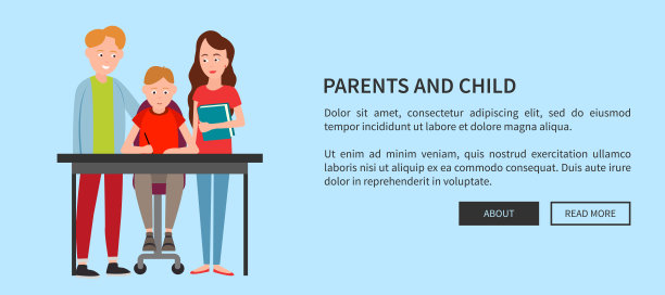 家长和孩子的网页海报帮助做作业图片下载
