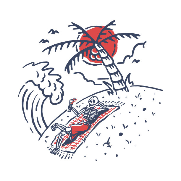 夏季海滩假日图形插图矢量艺术t恤设计图片下载