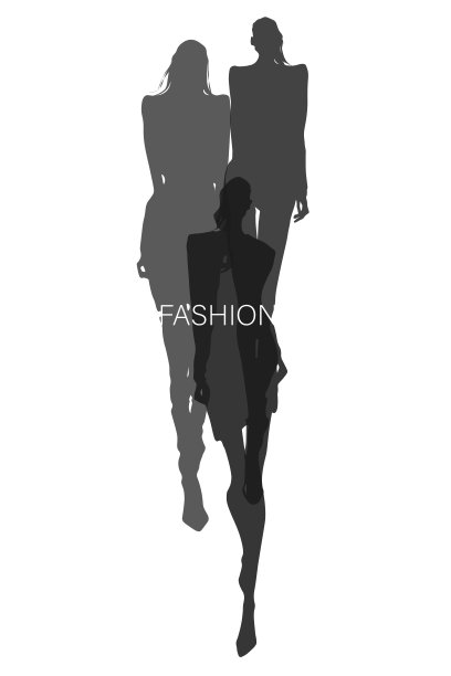 一群年轻时尚的女性。时装模特的剪影图片下载
