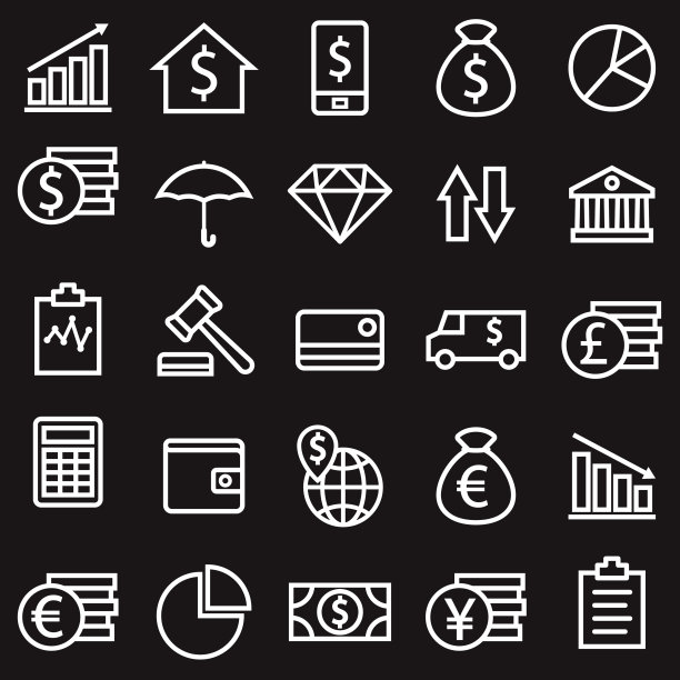 银行和金融图标设置图片下载