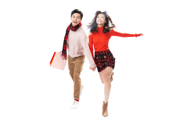 欢乐的青年情侣购物图片下载