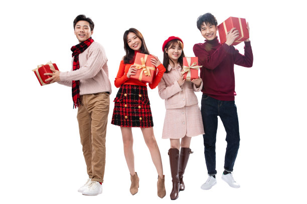 拿着礼物的青年男女图片下载