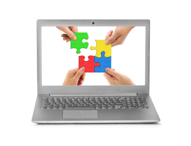 手和拼图电脑笔记本图片下载