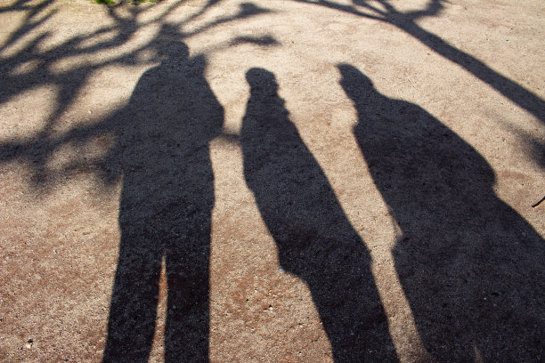 沙砾中有人和树的影子图片下载