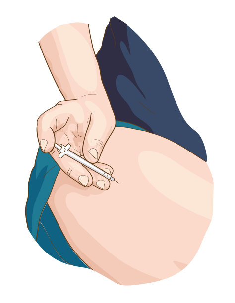 腿上注射胰岛素。图片下载