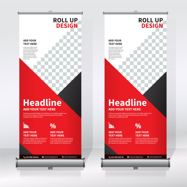卷起横幅设计模板，抽象背景，拉起设计，x-横幅，矩形大小。图片下载