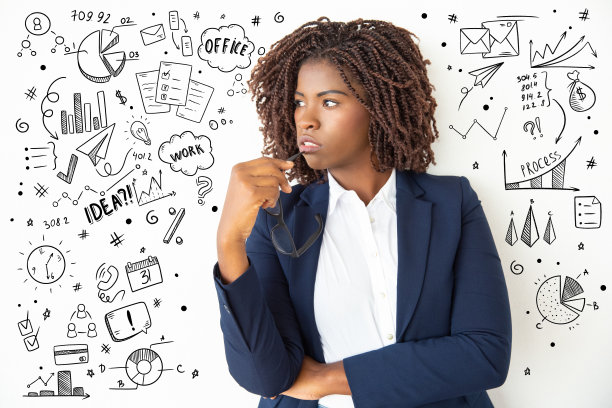 手绘商业图片与女人拿着眼镜图片下载