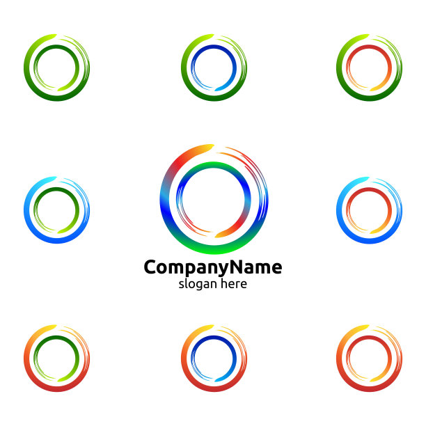 抽象循环符号与几何圆轮组。商业图标，网页，标签和徽章图片下载