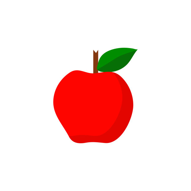 苹果红色成熟的新鲜水果图标，矢量孤立的平面插图，秋天季节的象征。图片下载