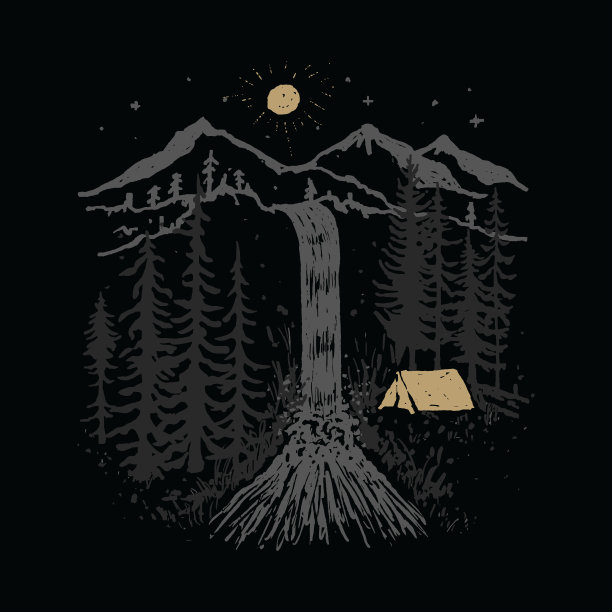 露营自然野生徽章补丁别针图形插图矢量艺术t恤设计图片下载