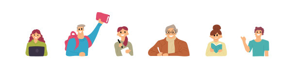 收集读书和学习的人。一组年轻的学生，书籍爱好者，读者，有趣的男孩和女孩孤立在白色的背景。平面卡通矢量插图。图片下载