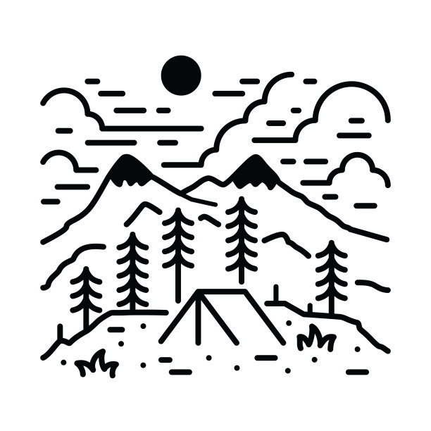 露营自然野生徽章补丁别针图形插图矢量艺术t恤设计图片下载