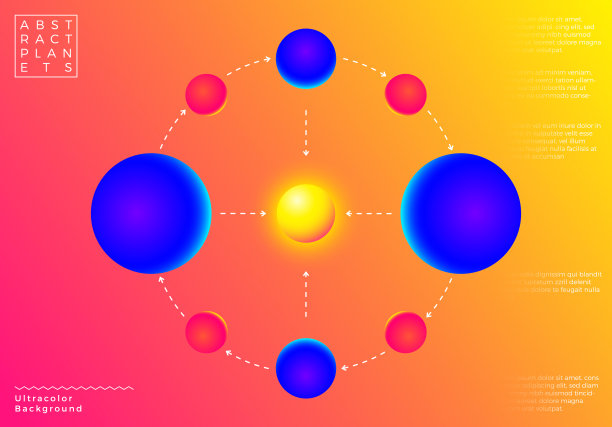 抽象的背景与行星在太空与超级鲜艳的颜色图片下载