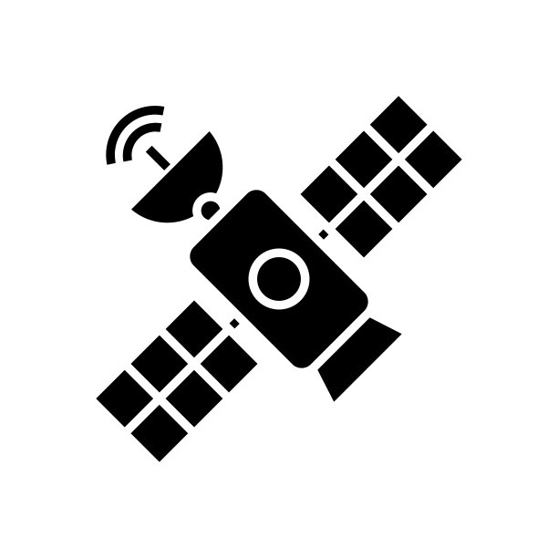 太空卫星黑色图标、概念插图、矢量平面符号、象形符号图片下载