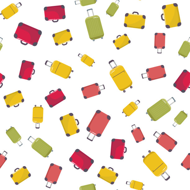 无缝模式与旅行箱。矢量纹理包装纸，墙纸和您的创意。文字时间旅行在白色的背景图片下载