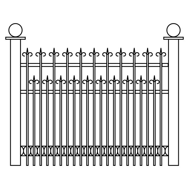 栅栏的图标集。简单的设置栅栏图标在白色的背景图片下载