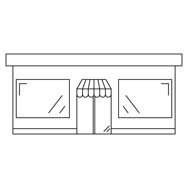 黑白平面矢量图标的商店或市场孤立图片下载