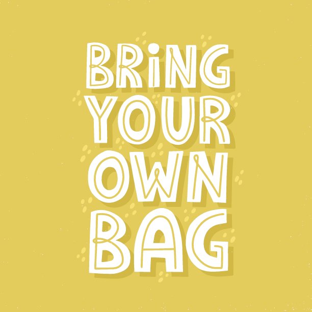 自带包包标语。手绘矢量字母t恤，横幅，海报。“零浪费”的概念。图片下载